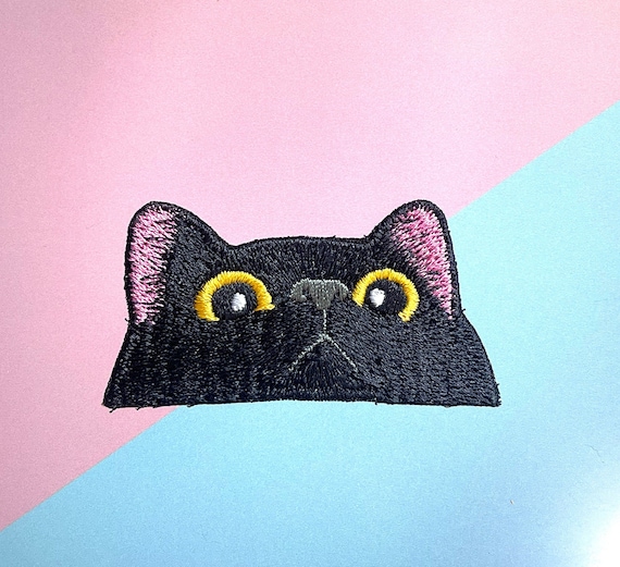 Cute black cat Iron on patch, Patches, Cute cat patches iron on ,Embroidered Patch Iron, Patches For Jacket ,Logo Back Patch,