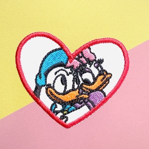 Donald Duck Iron op patch, Duck Patches, Hart patches ijzer op, Geborduurde Patch Iron, Patches Voor Jacket, Logo Back Patch,
