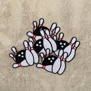 5 pc Bowling iron on patch, Bowling Patches, Bowling iron on ,Embroidered Patch Iron, Patches For Jacket ,Logo Back Patch,