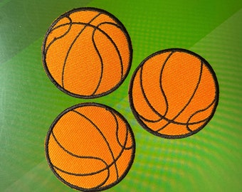 5pc Basketball Embroidered Iron On Patches, 2"x2"