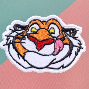 Schattig tijgergezicht opstrijkbare patch, Rajah Patches, aladdin Patches opstrijkbare, geborduurde patch ijzer, patches voor jas, logo terug patch,