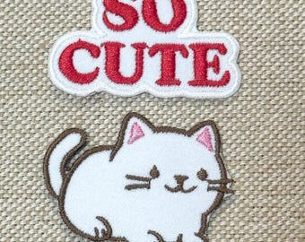 Cute cat  iron on patch, Cat patches, patches iron on ,Embroidered Patch Iron, Patches For Jacket ,Logo Back Patch,