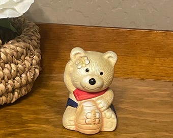 Vintage Teddy Bear Salt Shaker Bee Honey Bear Ceramic Kitchen Decor China Collectible Cottage Style