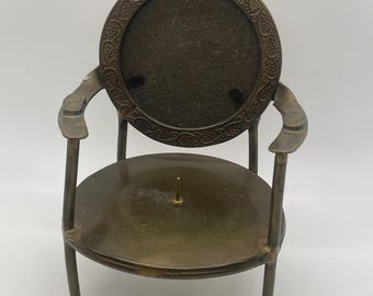 Vintage Brass Chair Candle Holder Photo Frame