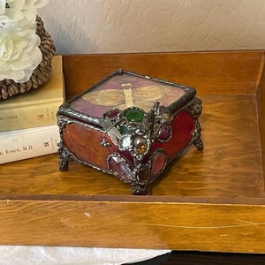 Vintage Ruby Glass Jewelry Box - Etsy