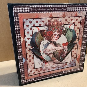 Queen of Hearts Alice in Wonderland 6x6 Mini Trifold Pop Up Mini album Journal Free Shipping