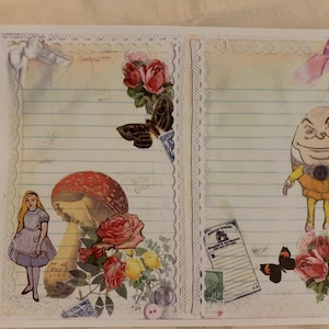 Digitale download Alice in Wonderland Junk Journal Pages en kit voor ephemera
