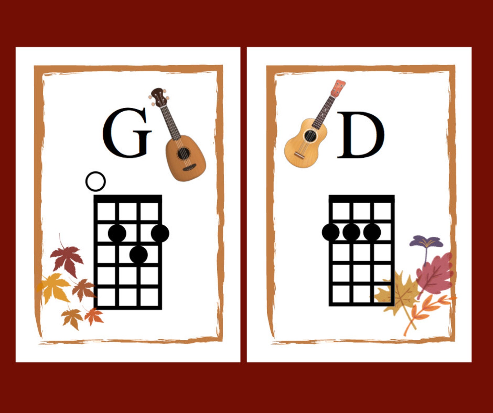Ukulele Chord Charts for Autumn Etsy