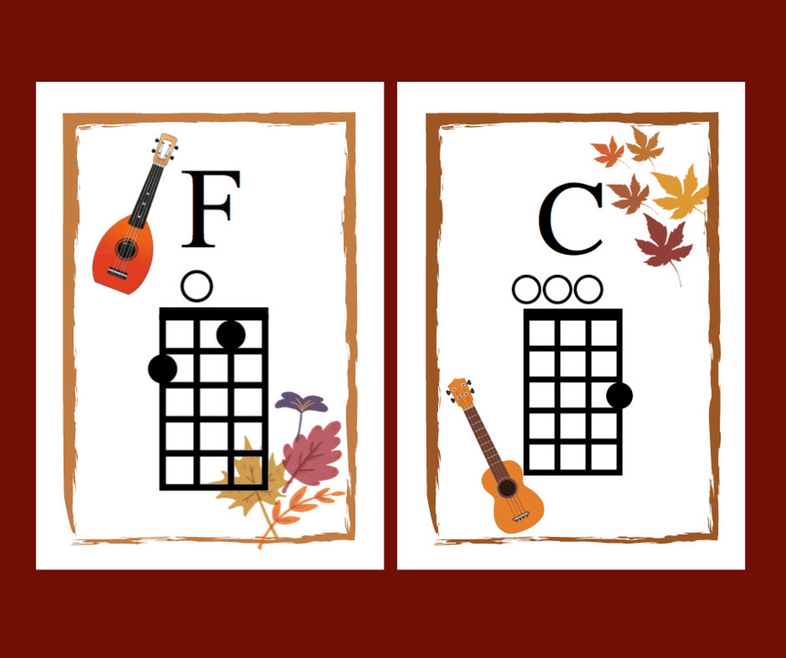 Ukulele Chord Charts for Autumn Etsy