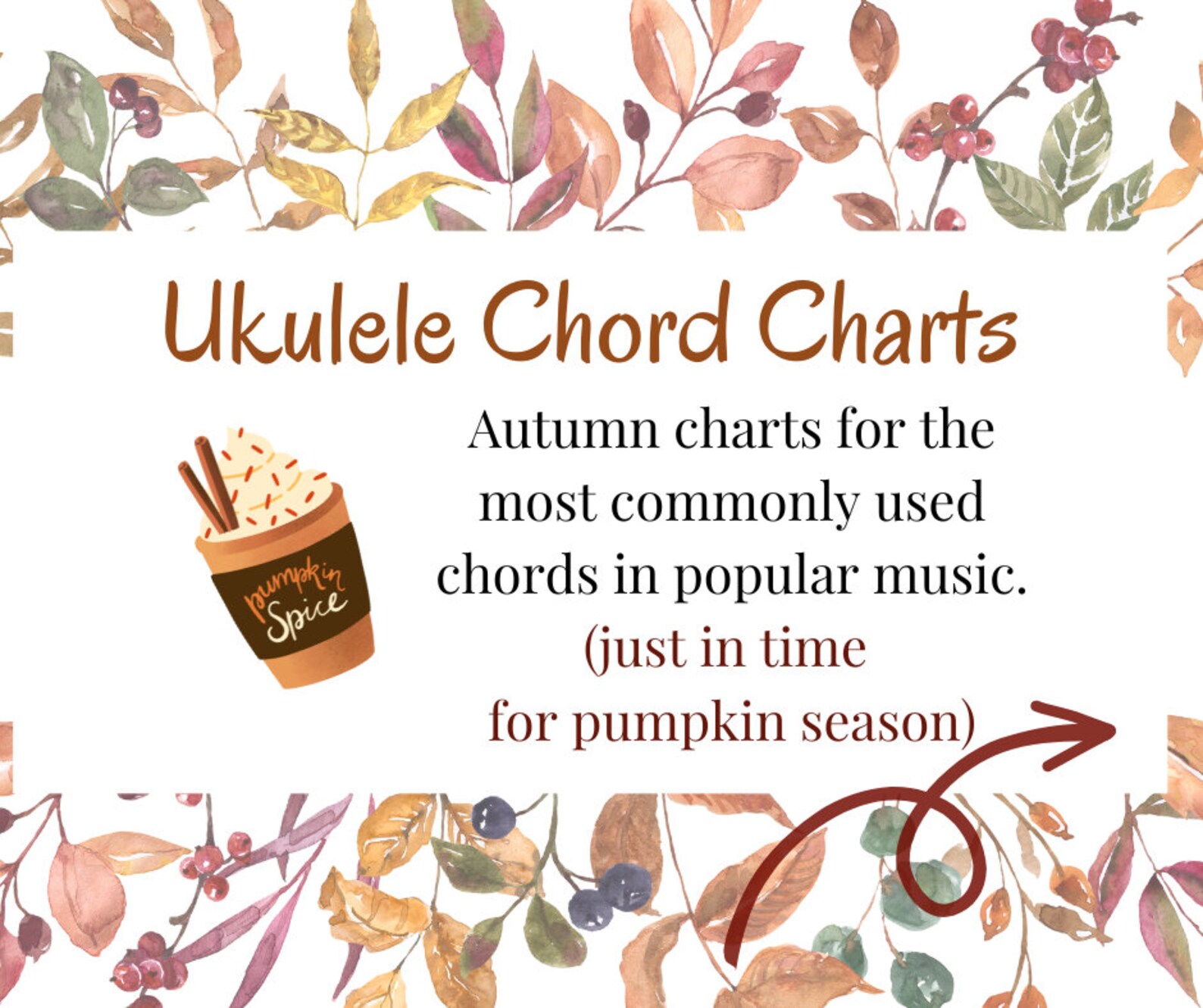 Ukulele Chord Charts for Autumn Etsy