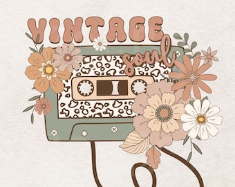 Retro Sublimations, Sublimation Designs Downloads, Music Sublimation, Png, Clipart, T-Shirt Design,  Wildflower, Cassette, Vintage Soul