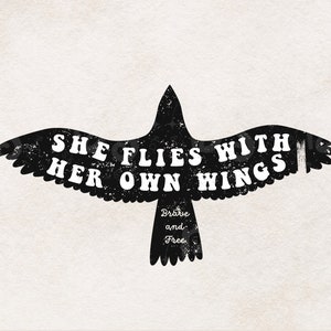Vintage Sublimation, T Shirt Design, Soaring Bird PNG, Sublimation designs, Retro Png, Clip art, Oregon, She Flies With Her Own Wings