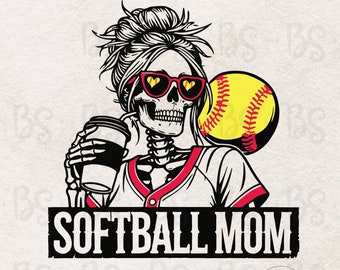 Softball Mom Png,  Trendy Softball Sublimation, Trendy Softball Shirt Design, Skeleton Softball Design, Softball Game Day Shirt Png,