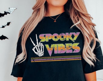 Retro Halloween Png, Gruselige Jahreszeit Png | Gruselige Vibes | Gruseliges Shirt Png | Halloween T-Shirt Png | Skelett Png