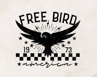 Free Bird PNG America Retro Rock and Roll Eagle Sublimation Boho T Shirt Graphic Design Download PNG