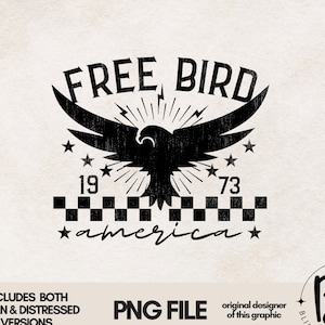 Pájaro gratis PNG América Retro Rock and Roll Eagle Sublimación Boho Camiseta Diseño gráfico Descargar PNG