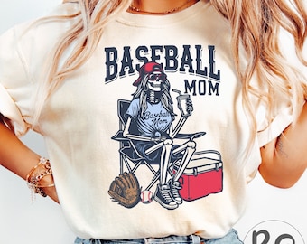 Baseball Mom Sublimatie Baseball Mom Trendy Skeleton Baseball Mom shirtontwerp png-bestand voor sublimatie, Baseball Mama png