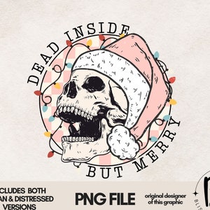 Dead Inside PNG, Retro Sublimation, Design Download, Merry, Checker, Christmas, Skull,  Santa, Skeleton, Winter, Sublimate Design, DTF, PNG