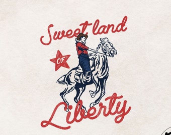 Sweet Land of Liberty Vintage 4th of July PNG Sublimation Design 4th of July T Shirt Design Retro PNG  Freedom Western Sublimation