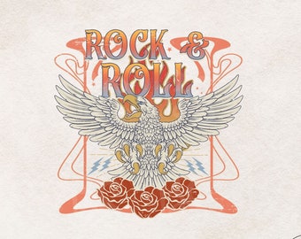 Rock and Roll PNG - Rock and Roll png - Rock and Roll sublimation - Band Tee png - Shirt design - Festival Tee - Sublimation Design Download