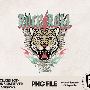 Rock and Roll PNG, Descargas de diseños de sublimación de rock and roll, Leopard Png, Cheetah Png, diseño de camiseta, archivo PNG para sublimación