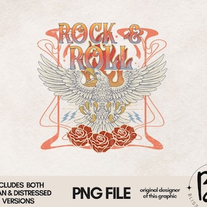 Rock and Roll PNG - Rock and Roll png - Rock and Roll sublimation - Band Tee png - Shirt design - Festival Tee - Sublimation Design Download