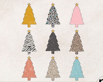 Christmas PNG, Christmas Sublimation Design Download, T-Shirt Design, Clipart, PNG, Leopard, Animal Print, Christmas Tree, DTG Printing,