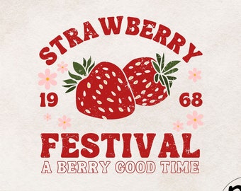 Retro aardbei PNG - aardbei png - aardbeisublimatie - retro png - shirtontwerp - festival-T-shirt - sublimatieontwerp downloaden
