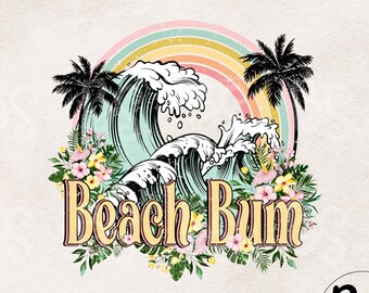 Beach Bum PNG-bestand voor sublimatieprinten, retrosublimatie, golf-png, sublimatieontwerpdownload, T-shirtontwerp, clipart, palmboom,