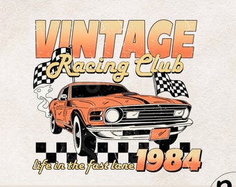 Vintage Racing Club Png, Vintage Style T shirt Design, Band Tee Sublimation Designs, Retro Png File for Sublimation, Muscle Car Graphic