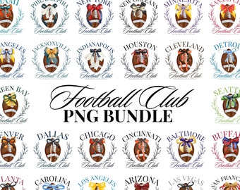 Football PNG Bundle - Coquette Football Sublimation Design - Maglia da calcio carina png - Football Club PNG, disegni PNG per tifosi di calcio alla moda