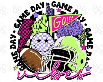 Game Day Png, Retro Football Png,  Football Design,  Png for Sublimation, Football T Shirt Graphic, Instant Download, Sublimation Design