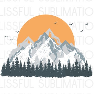 Mountain Sunset PNG file for sublimation printing DTG printing - Hiking Png Sublimation design download - T-shirt design, Camping Png,