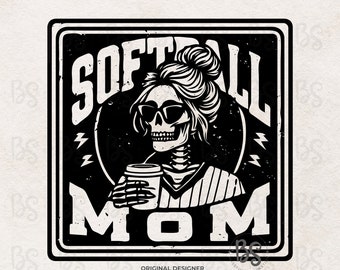 Softball Mom Png,  Trendy Softball Sublimation, Trendy Softball Shirt Design, Skeleton Softball Design, Softball Game Day Shirt Png,