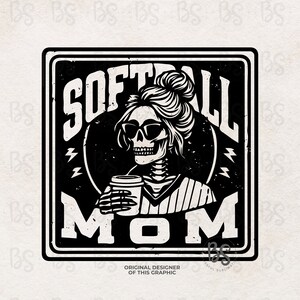 Softball Mom Png, Trendy Softball Sublimation, Trendy Softball Shirt Design, Skeleton Softball Design, Softball Game Day Shirt Png, image 1