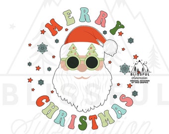 Christmas Sublimation Design Download, Merry Christmas PNG, T-Shirt Design, Clipart, Retro Sublimations PNG, Santa, Vintage Sublimations