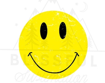 Smiley Face PNG, Retro Sublimations, Sublimation Design Downloads, T Shirt Design, Shirt Design, Retro PNG, Clipart, 90er, Happy, Trendy