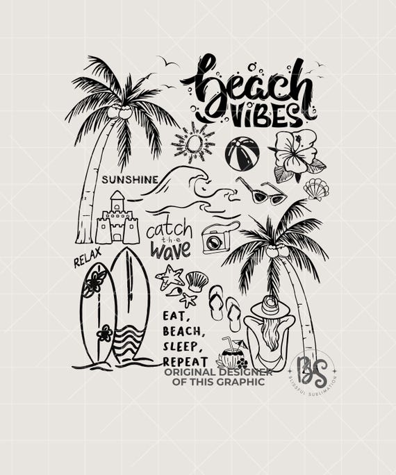 Beach Collage Png,  Beach shirt Design Png for Sublimation, Beach Sublimation design, Beach Png file, Summer Png, Beach Vibes Png