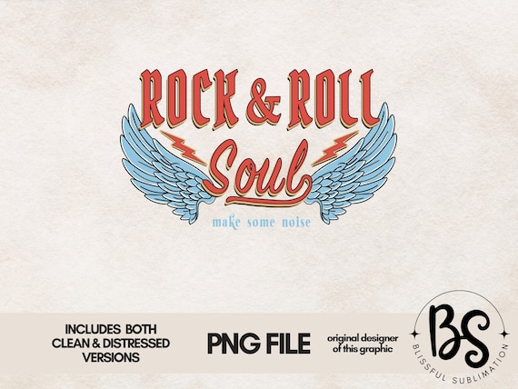 Music Sublimations, Designs Downloads, Vintage Sublimations, Png, Clipart, T Shirt Design, Rock and Roll Soul, Retro Design, Rock, Wings