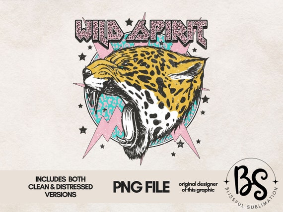 Retro Sublimations, Designs Downloads, Vintage Sublimation, Png, Clipart, T-Shirt Design, Wild Spirit, Leopard, Boho, Rock and Roll