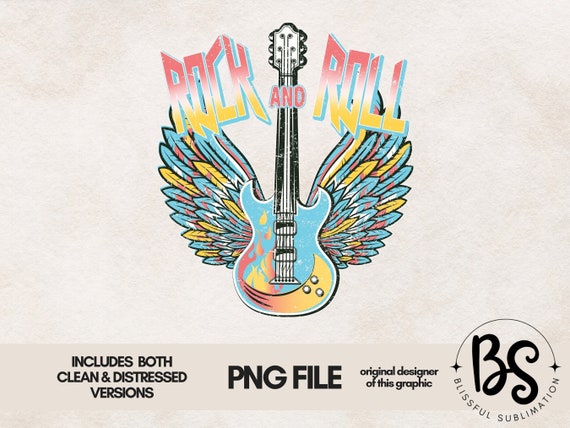 Music Sublimations, Designs Downloads, Vintage Sublimations, Png, Clipart, T Shirt Design, Rock and Roll Soul, Retro Design, Rock, Wings