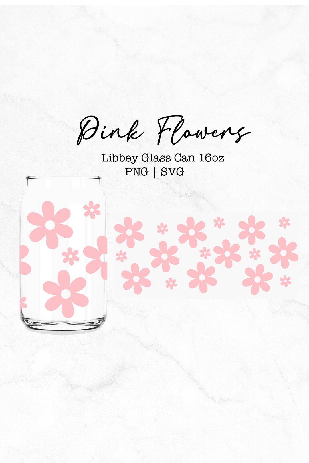 Retro Flower SVG for Libbey 16oz Can Glass, Groovy Glass Wrap Svg, Cut ...