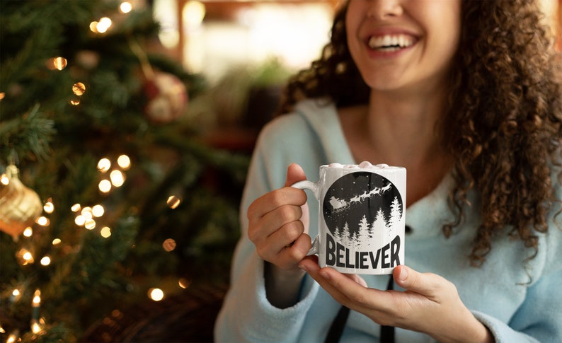 Christmas PNG File for DTG Printing, Christmas Sublimations Designs Downloads, T-Shirt Design, Clipart, PNG, Believer, Santa, Reindeer image 3