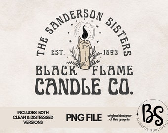 File PNG delle sorelle Sanderson per la stampa DTG, download di disegni di sublimazione di Halloween, design di t-shirt, clipart, PNG, Black Flame Candle Co.