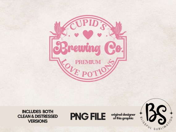 Cupid's Brewing Co. PNG, Sublimation Design Download, Valentines Day PNG, Tshirt Graphic Print Design, Sublimation Mug Design