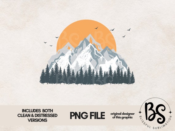 Mountain Sunset PNG file for sublimation printing DTG printing - Hiking Png Sublimation design download - T-shirt design, Camping Png,