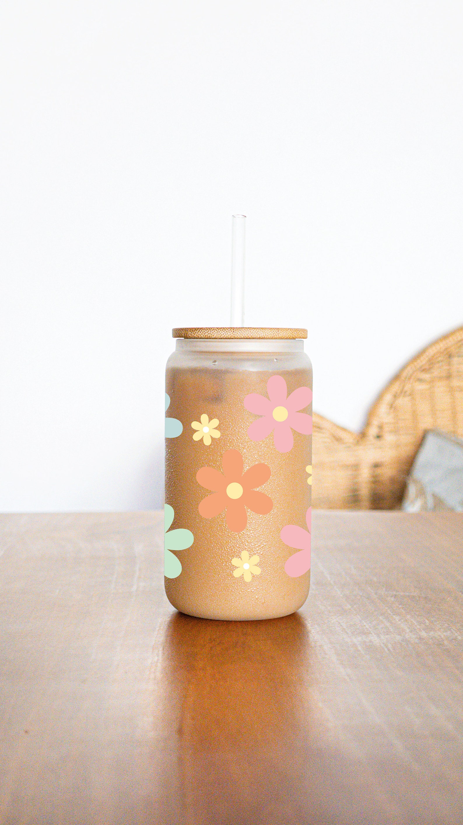 Retro Flower SVG for Libbey 16oz Can Glass, Groovy Glass Wrap Svg, Cut ...