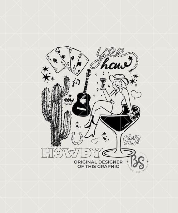 Western Collage Png,  Country Music shirt Design Png for Sublimation, Cowgirl Sublimation design, Western Png file, Yee Haw, Howdy Png