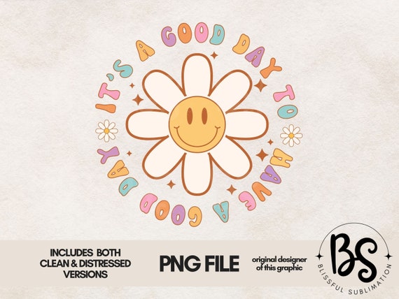 Smile Face PNG - Retro PNG file for sublimation -  Sublimation Design - Daisy  - Flower - Colorful - PNG - Digital Download