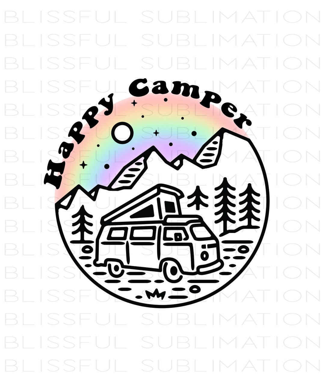 Happy Camper PNG File for Sublimation Printing Retro Png - Etsy